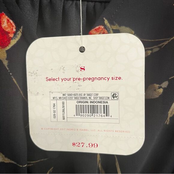 Isabel Maternity By Ingrid & Isabel Empire Floral Blouse Tie Back Top Size Small - Picture 5 of 11